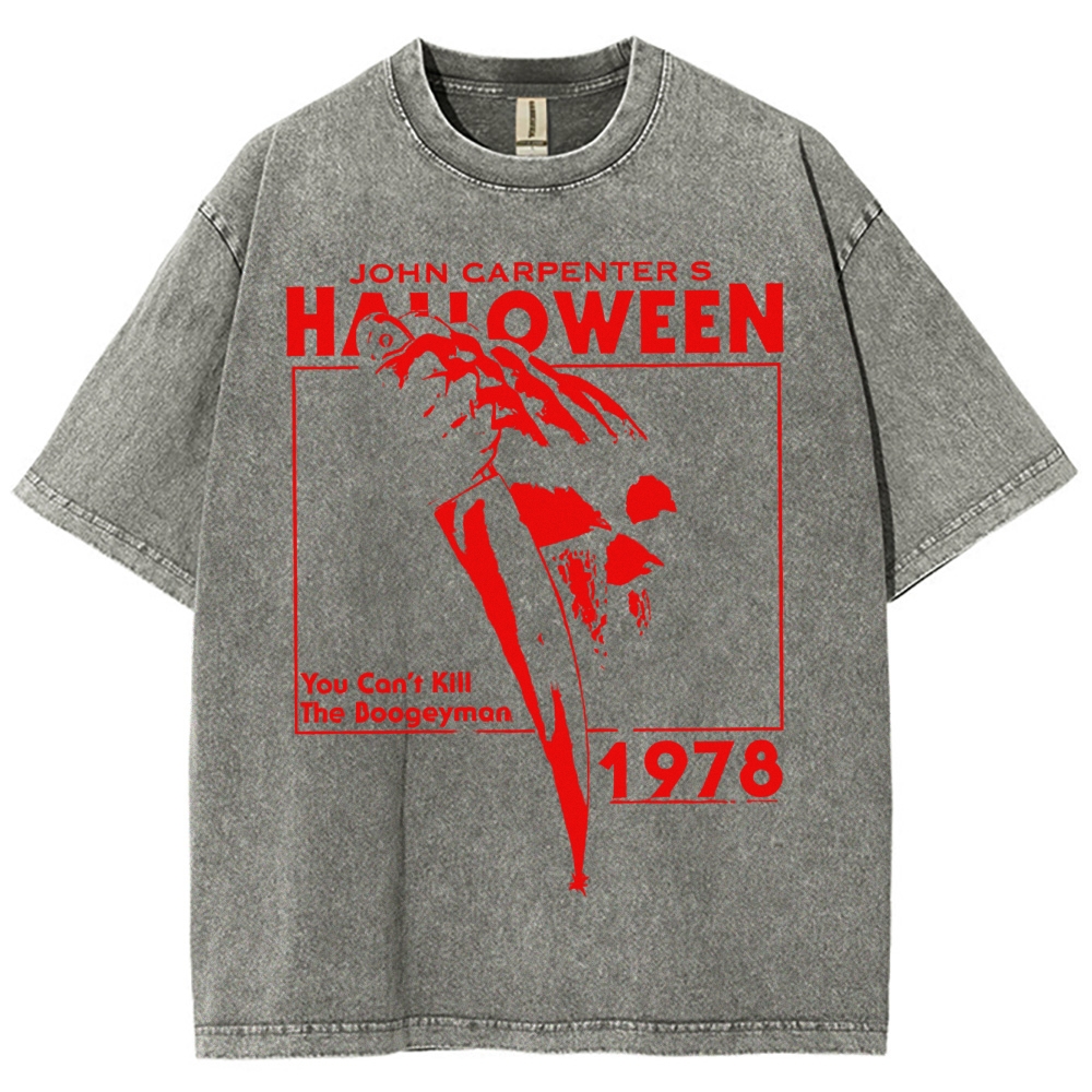 Demonic Terror Knife Outline Washed T-Shirt