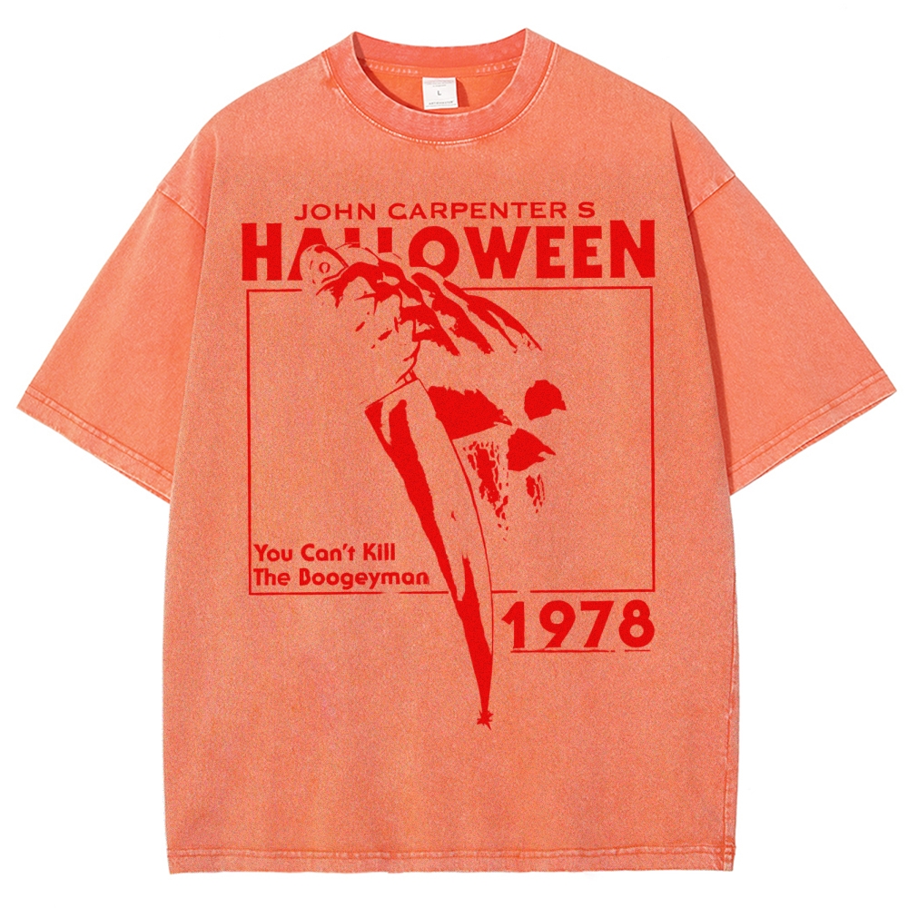 Demonic Terror Knife Outline Washed T-Shirt
