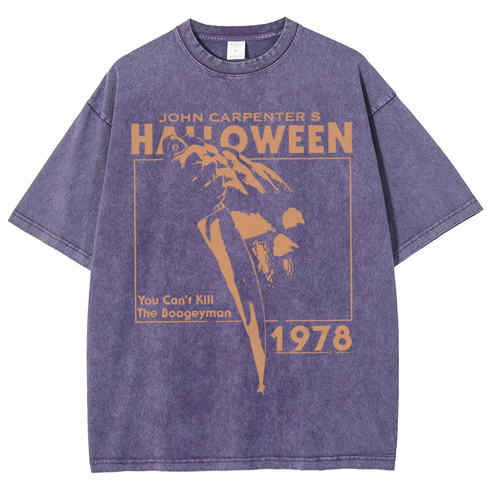 Demonic Terror Knife Outline Washed T-Shirt