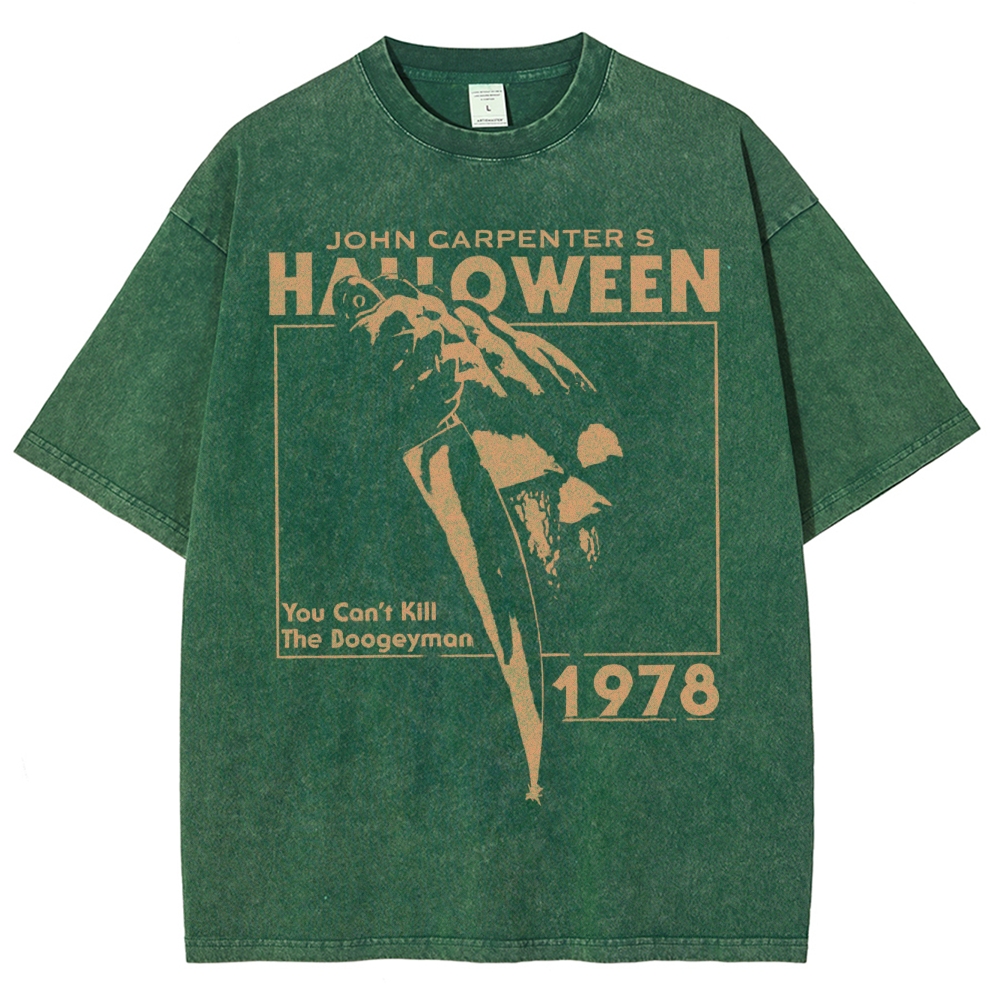 Demonic Terror Knife Outline Washed T-Shirt
