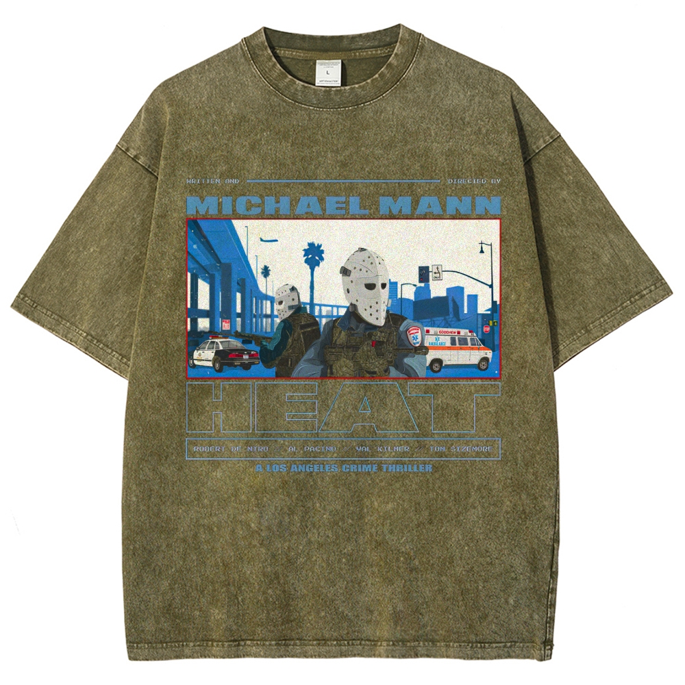 Crime Thriller LA Graphic Retro Washed T-Shirt