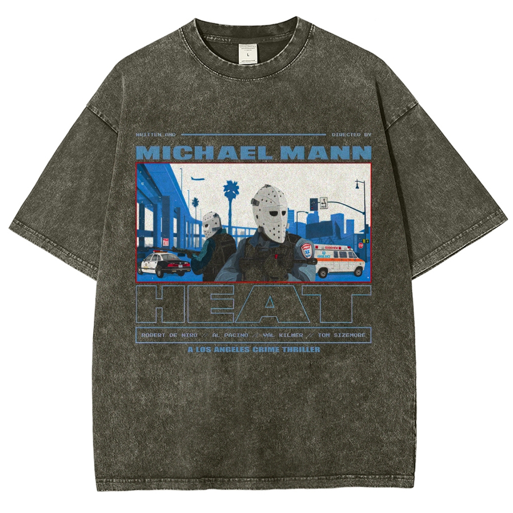 Crime Thriller LA Graphic Retro Washed T-Shirt