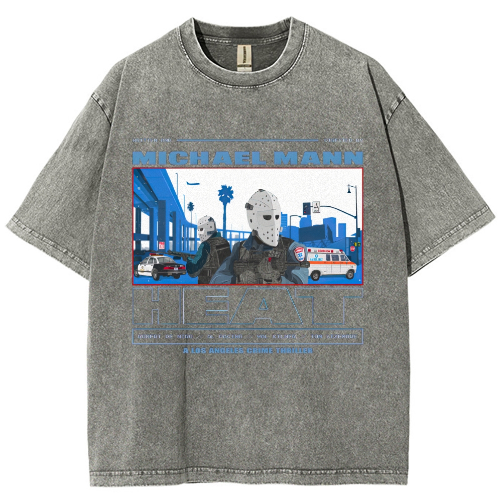 Crime Thriller LA Graphic Retro Washed T-Shirt