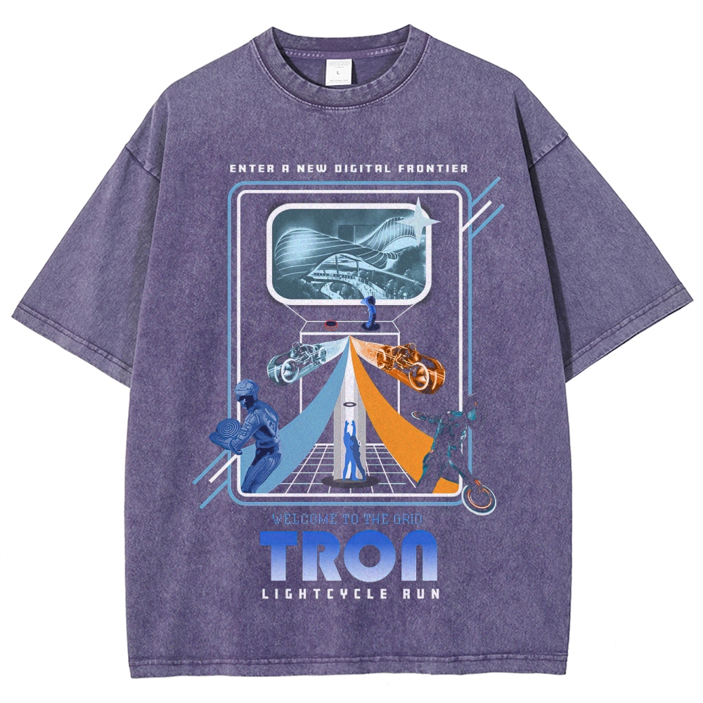 Sci-Fi Digital World Graphic Retro Washed T-Shirt