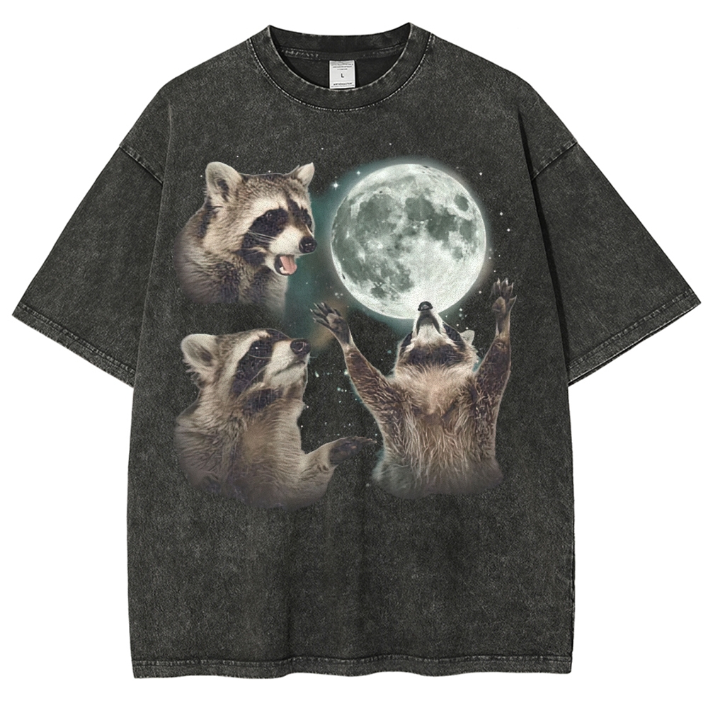 Three Raccoon Moon Washed T-Shirt 