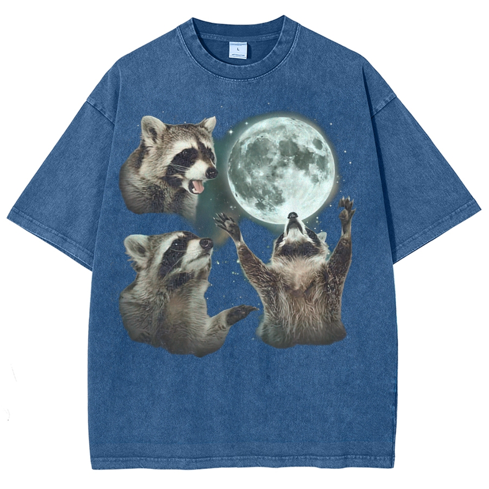 Three Raccoon Moon Washed T-Shirt 