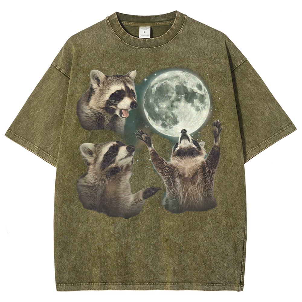 Three Raccoon Moon Washed T-Shirt 