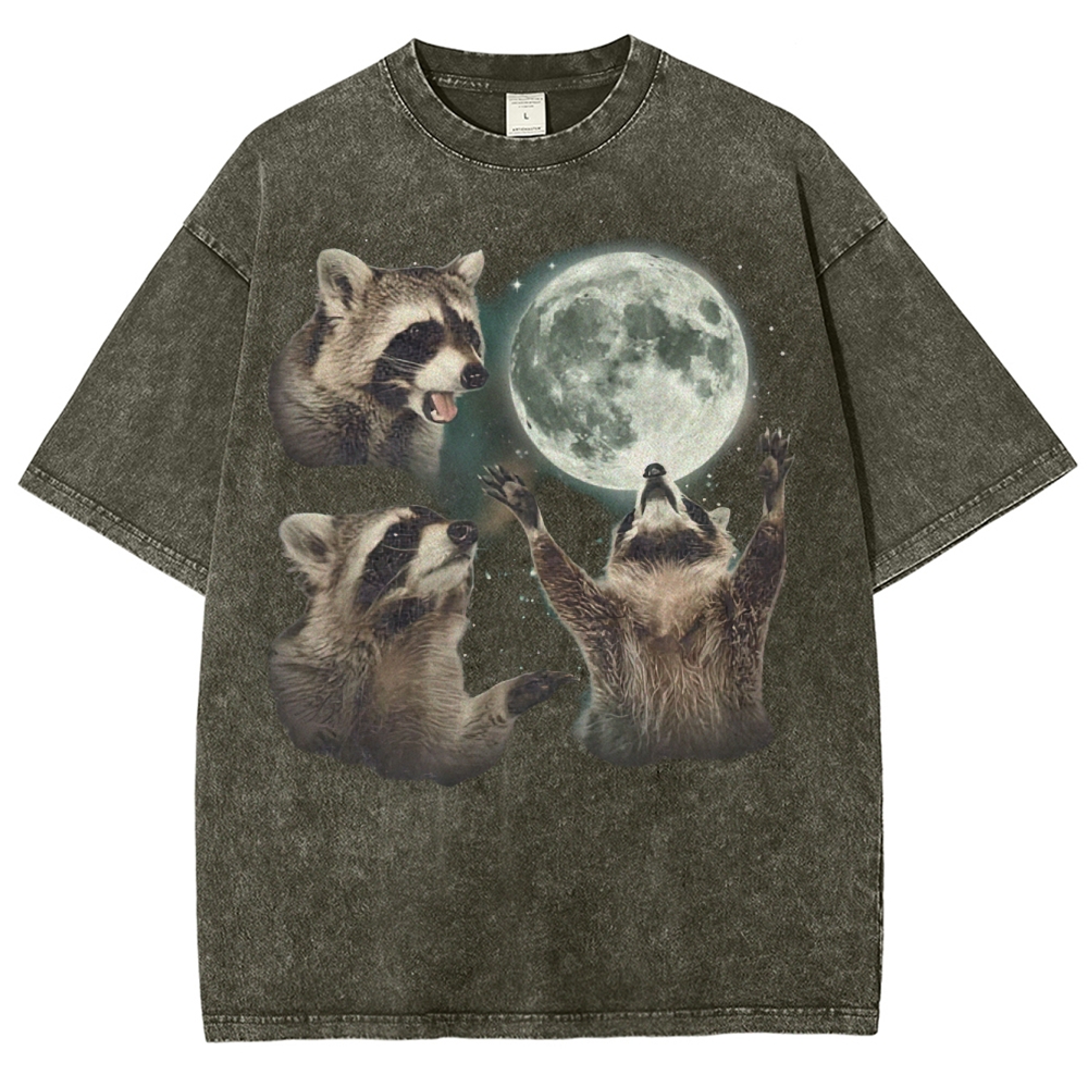 Three Raccoon Moon Washed T-Shirt 