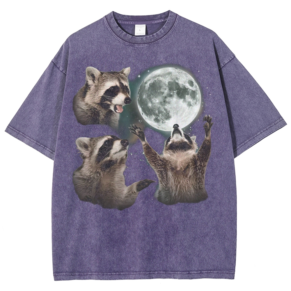 Three Raccoon Moon Washed T-Shirt 