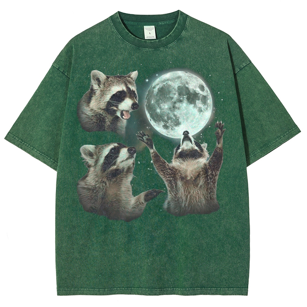 Three Raccoon Moon Washed T-Shirt 