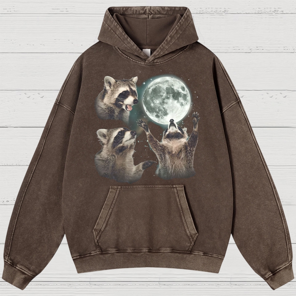 Three Raccoon Moon Washed Hoodies 