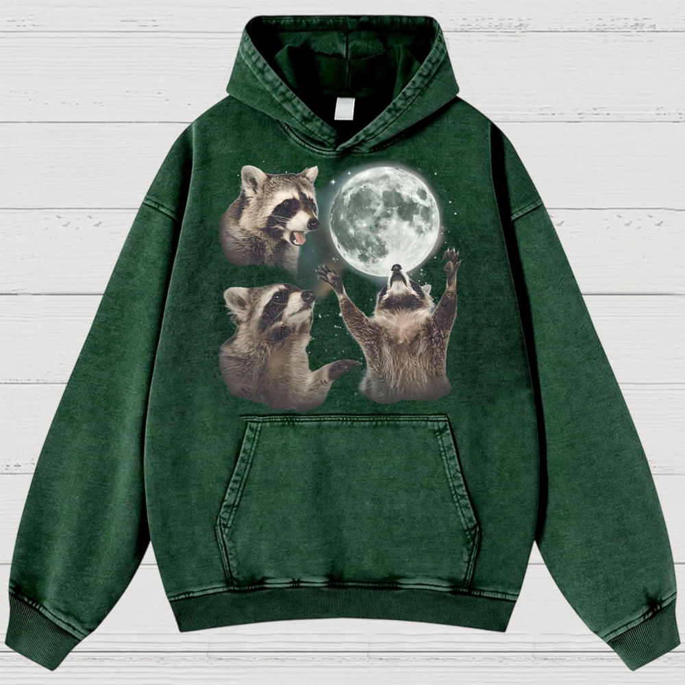 Three Raccoon Moon Washed Hoodies 