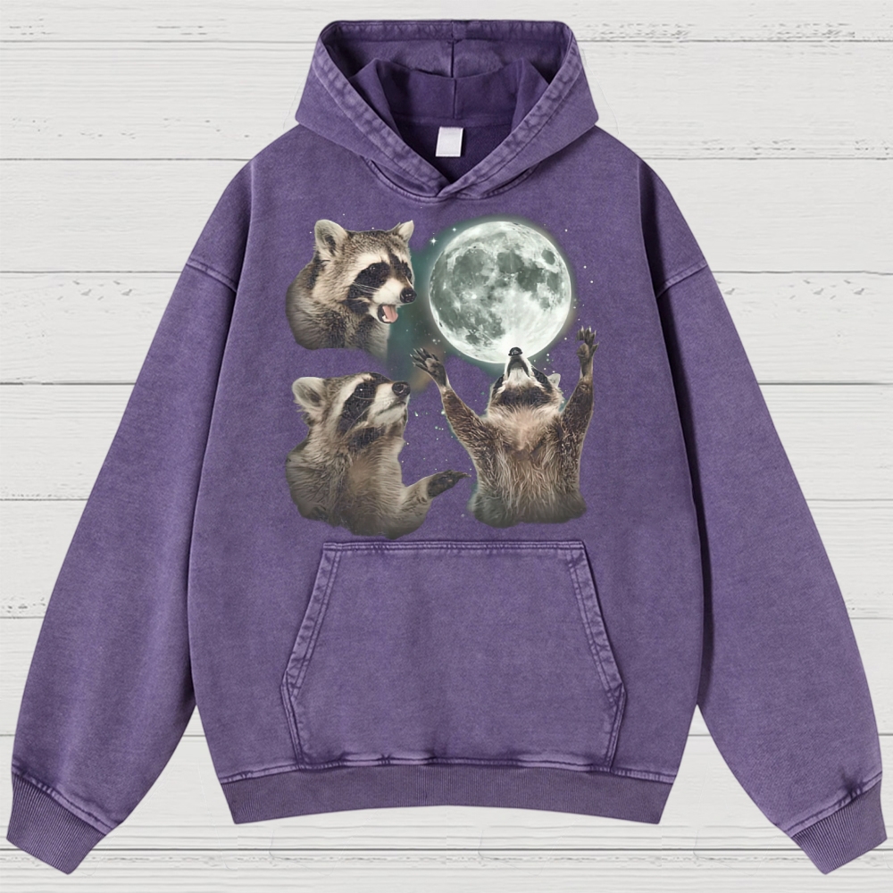 Three Raccoon Moon Washed Hoodies 