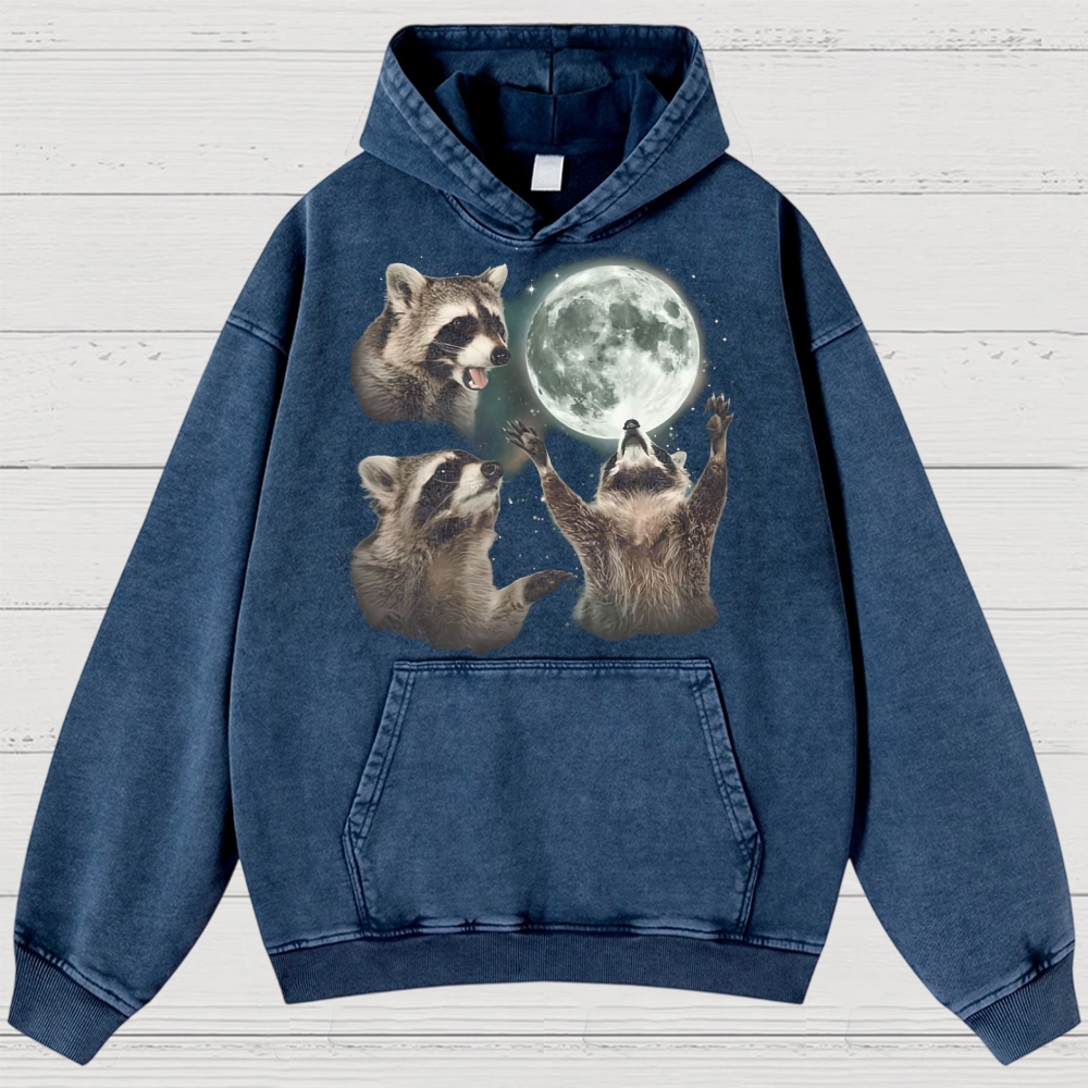 Three Raccoon Moon Washed Hoodies 