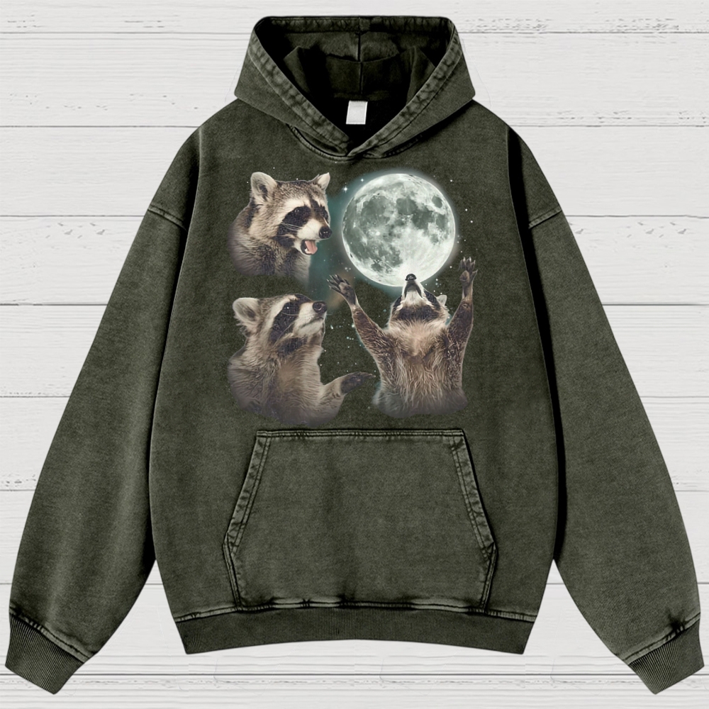Three Raccoon Moon Washed Hoodies 