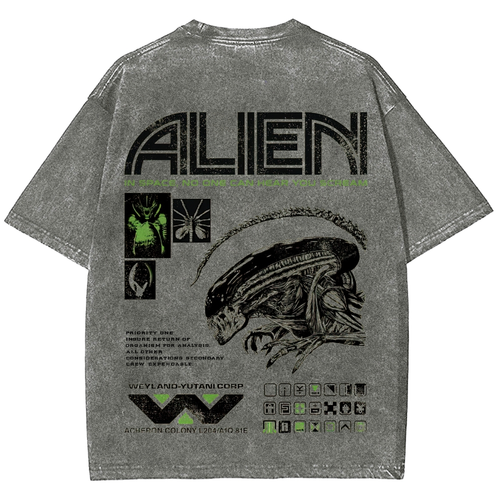 Sci-Fi Horror Extraterrestrial Graphic Retro Washed T-Shirt