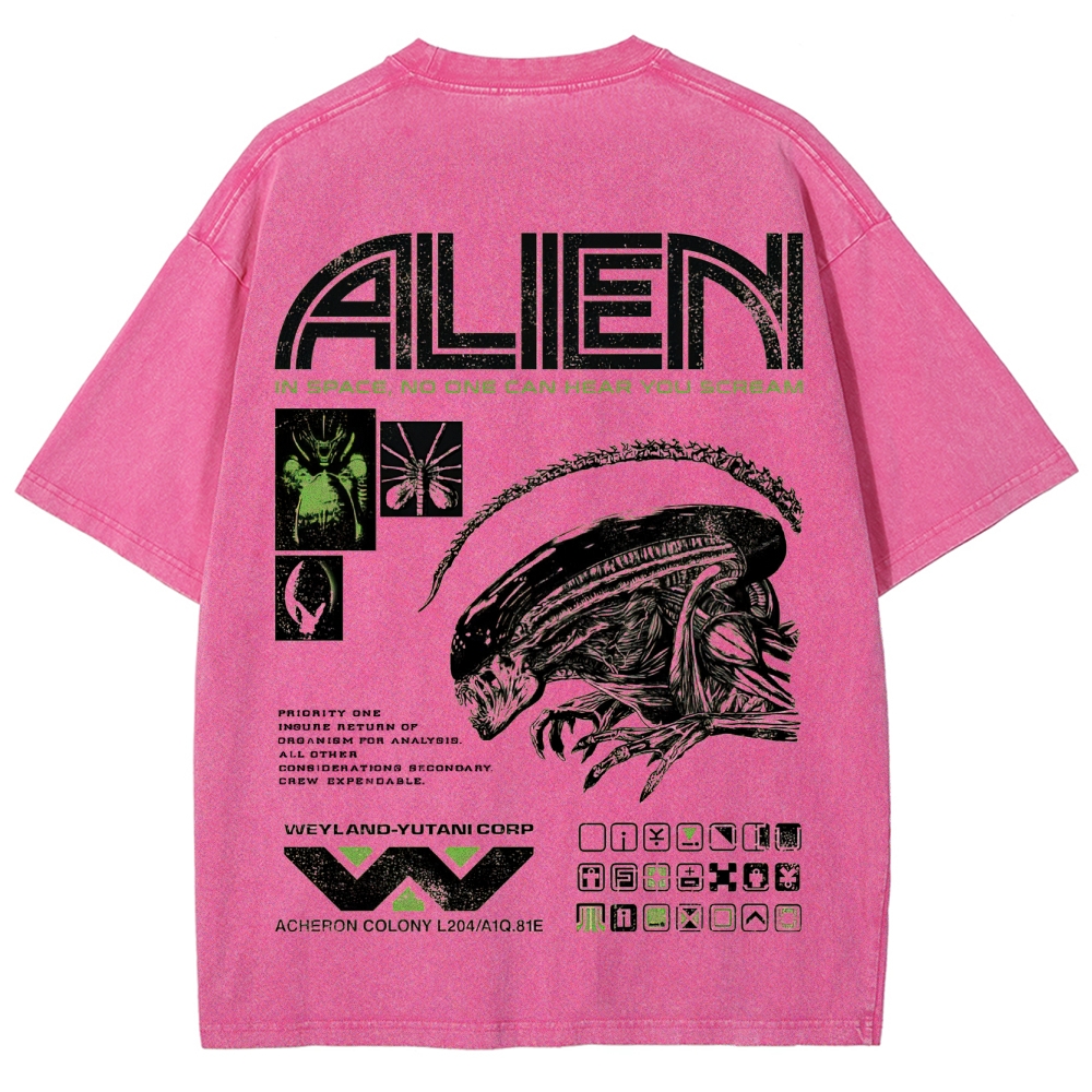 Sci-Fi Horror Extraterrestrial Graphic Retro Washed T-Shirt