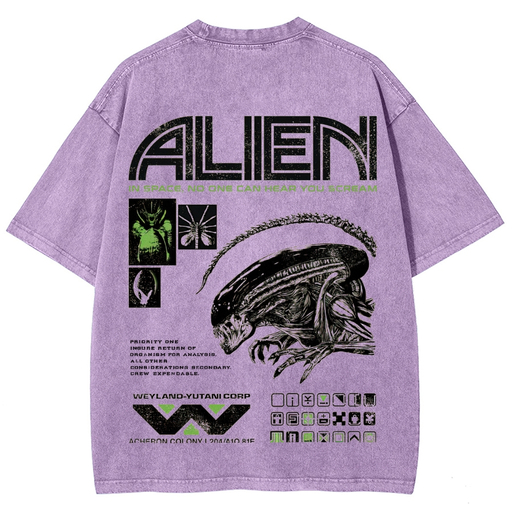 Sci-Fi Horror Extraterrestrial Graphic Retro Washed T-Shirt