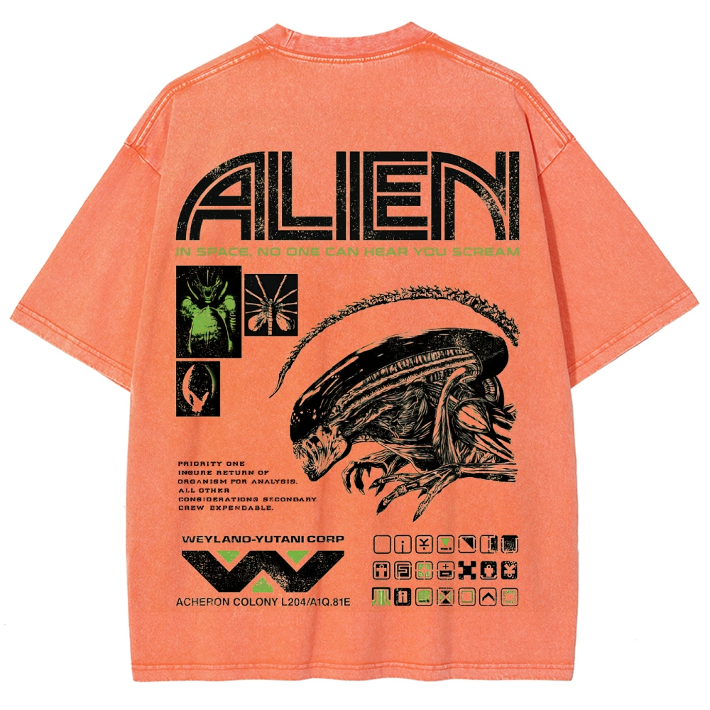 Sci-Fi Horror Extraterrestrial Graphic Retro Washed T-Shirt