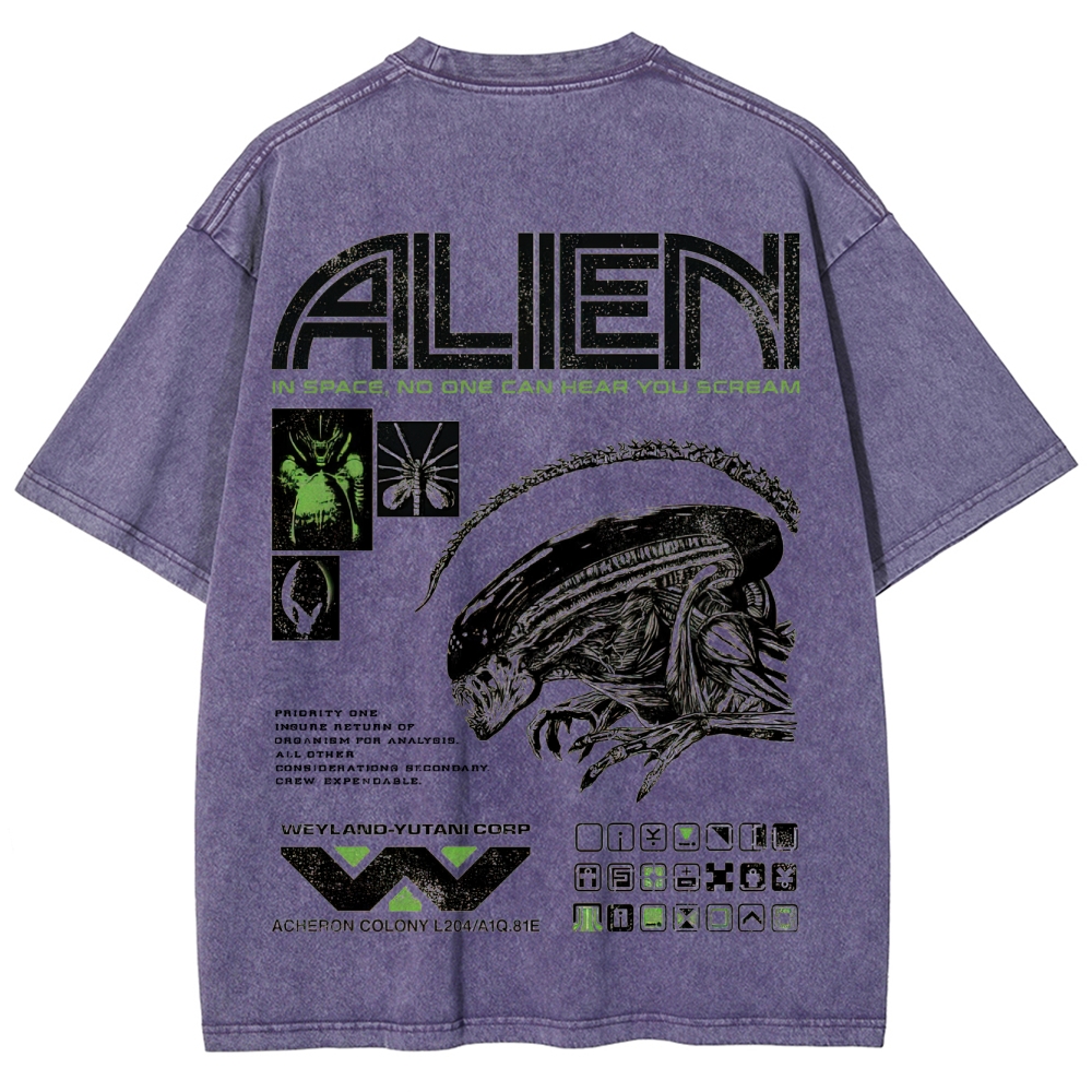 Sci-Fi Horror Extraterrestrial Graphic Retro Washed T-Shirt