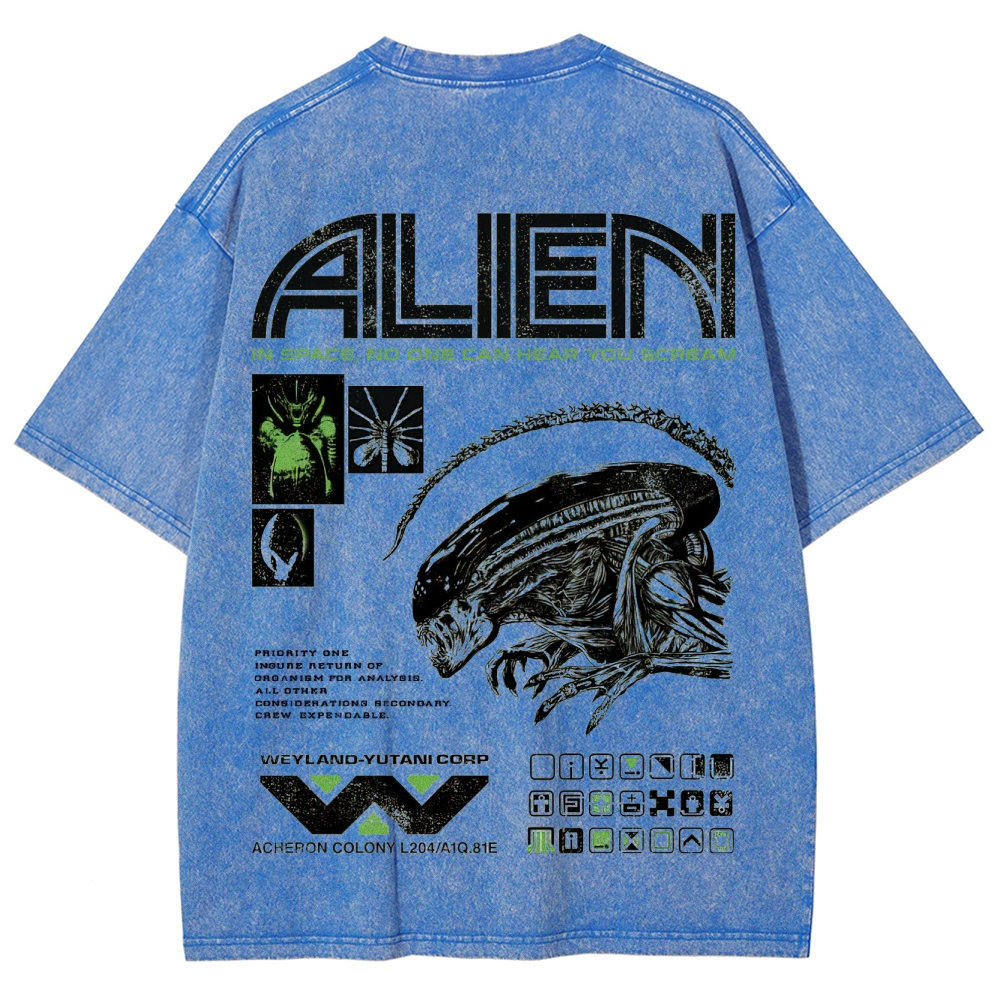 Sci-Fi Horror Extraterrestrial Graphic Retro Washed T-Shirt