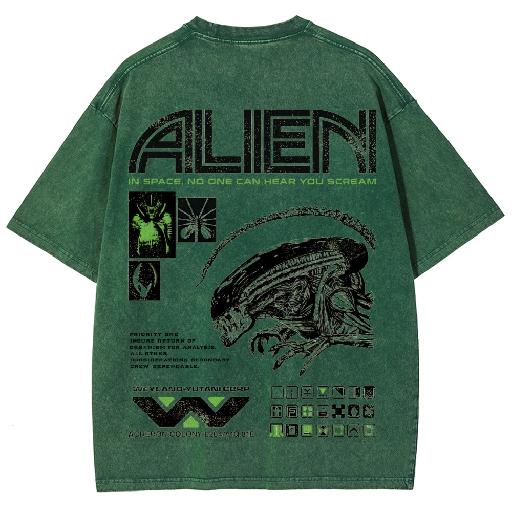 Sci-Fi Horror Extraterrestrial Graphic Retro Washed T-Shirt