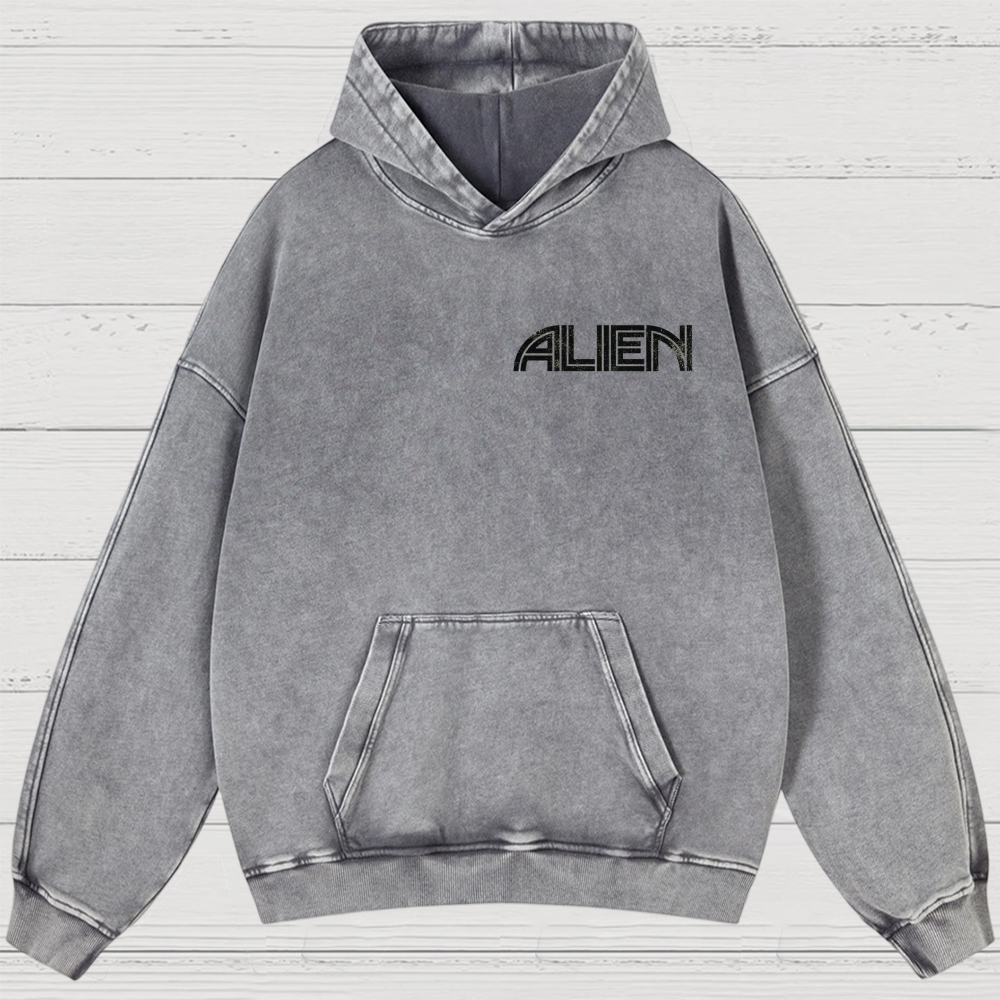Sci-Fi Horror Extraterrestrial Graphic Retro Washed Hoodies 