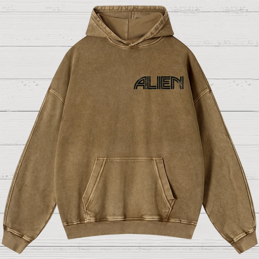 Sci-Fi Horror Extraterrestrial Graphic Retro Washed Hoodies 