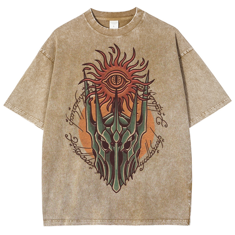 Epic Fantasy Villain Helmet Graphic Retro Washed T-Shirt