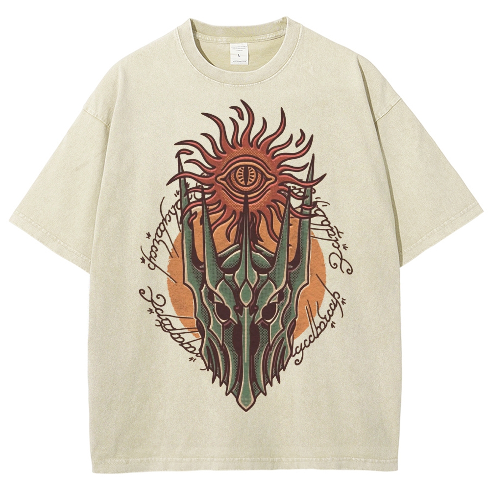 Epic Fantasy Villain Helmet Graphic Retro Washed T-Shirt