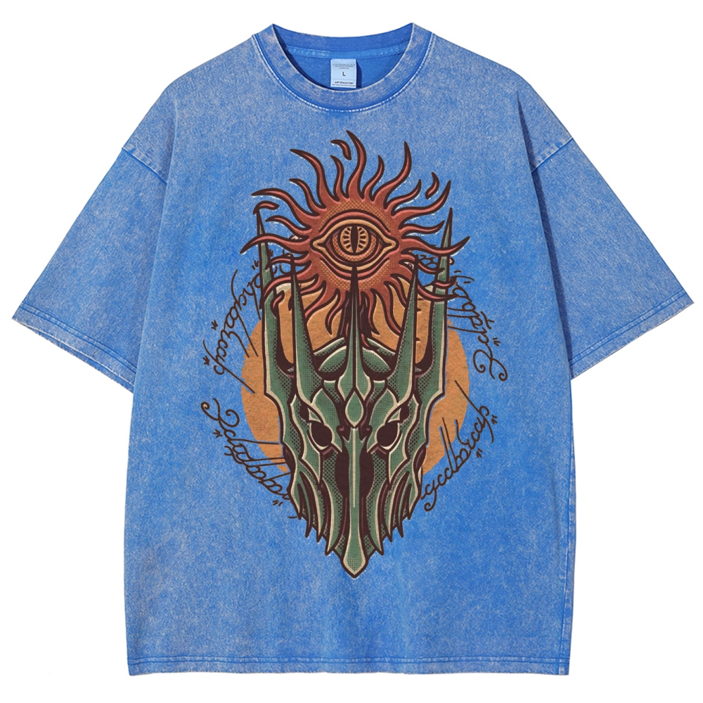Epic Fantasy Villain Helmet Graphic Retro Washed T-Shirt