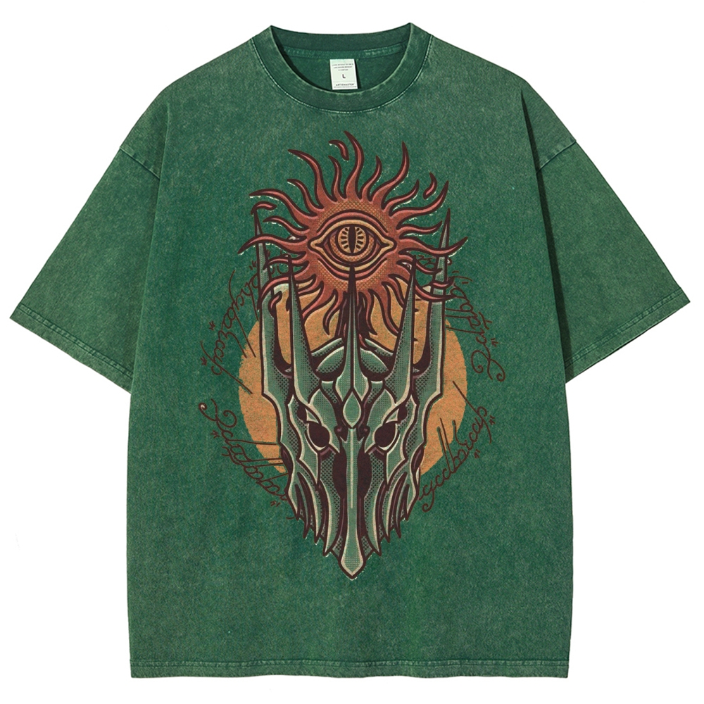 Epic Fantasy Villain Helmet Graphic Retro Washed T-Shirt