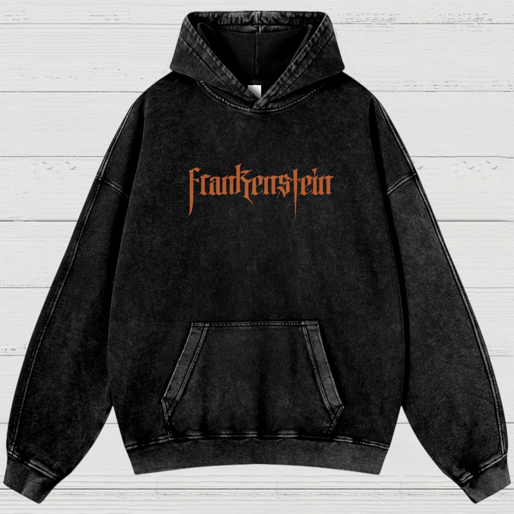 Gothic Horror Monster Graphic Washed Hoodies