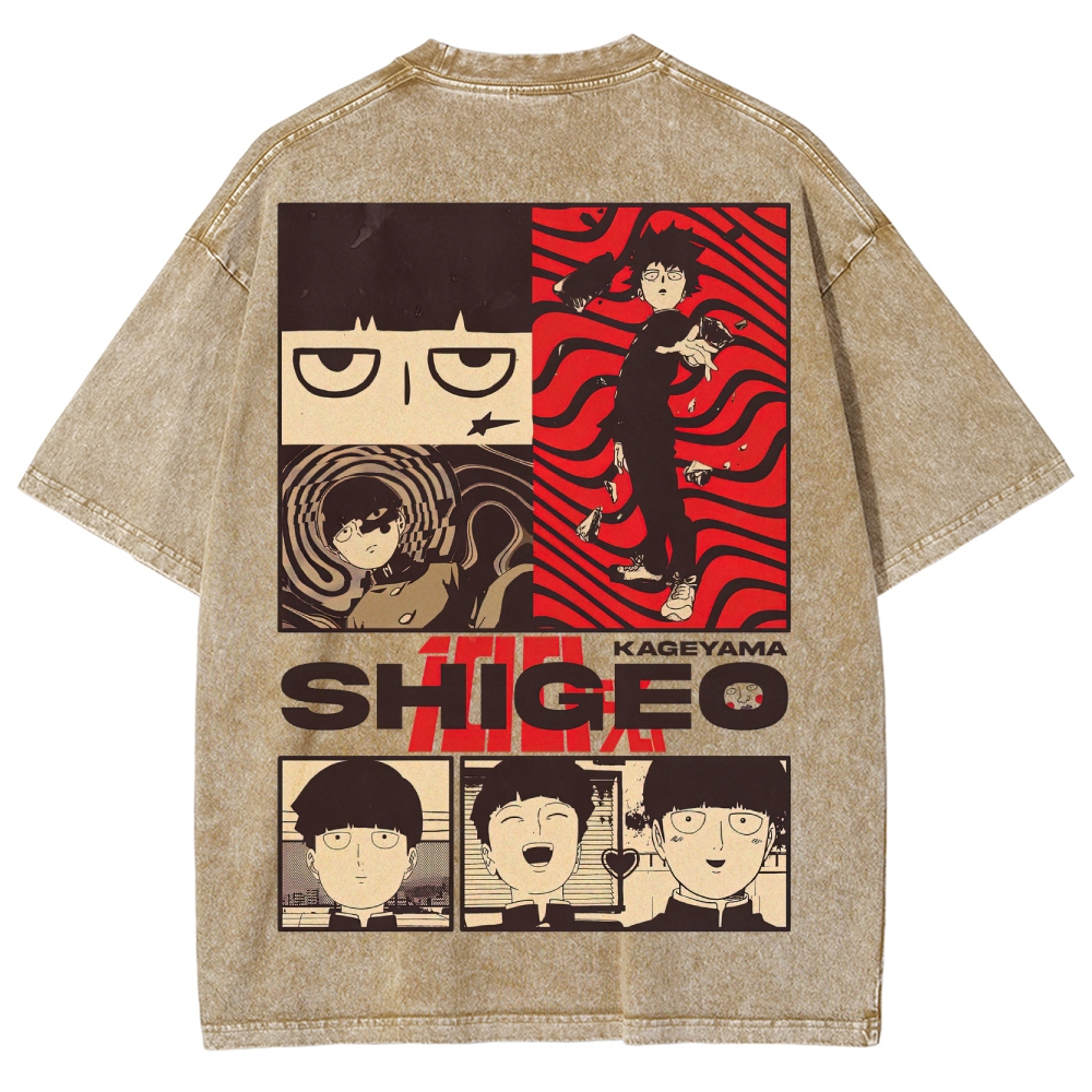 Supernatural Anime Character Graphic Retro Washed T-Shirt
