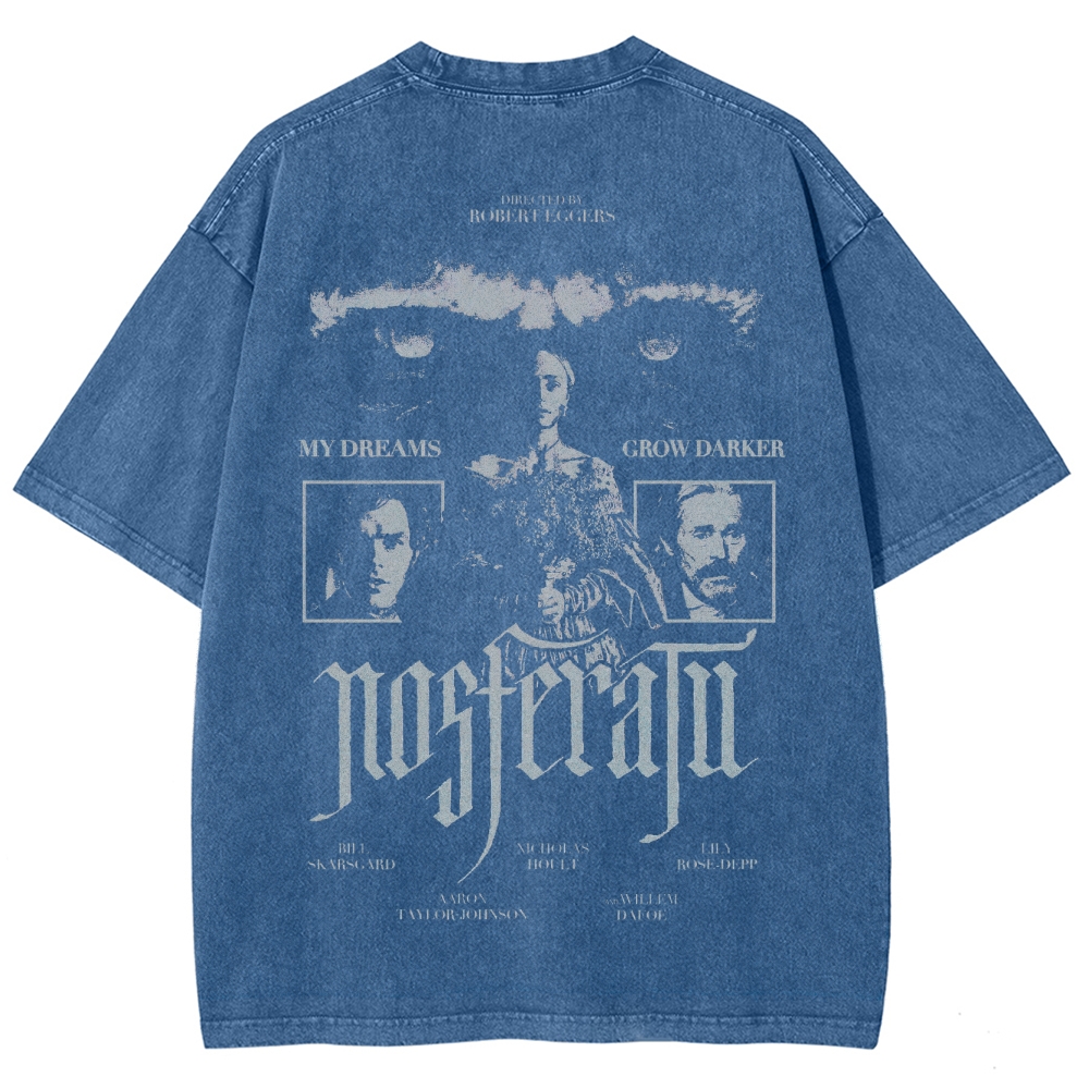 Gothic Vampire Horror Graphic Retro Washed T-Shirt
