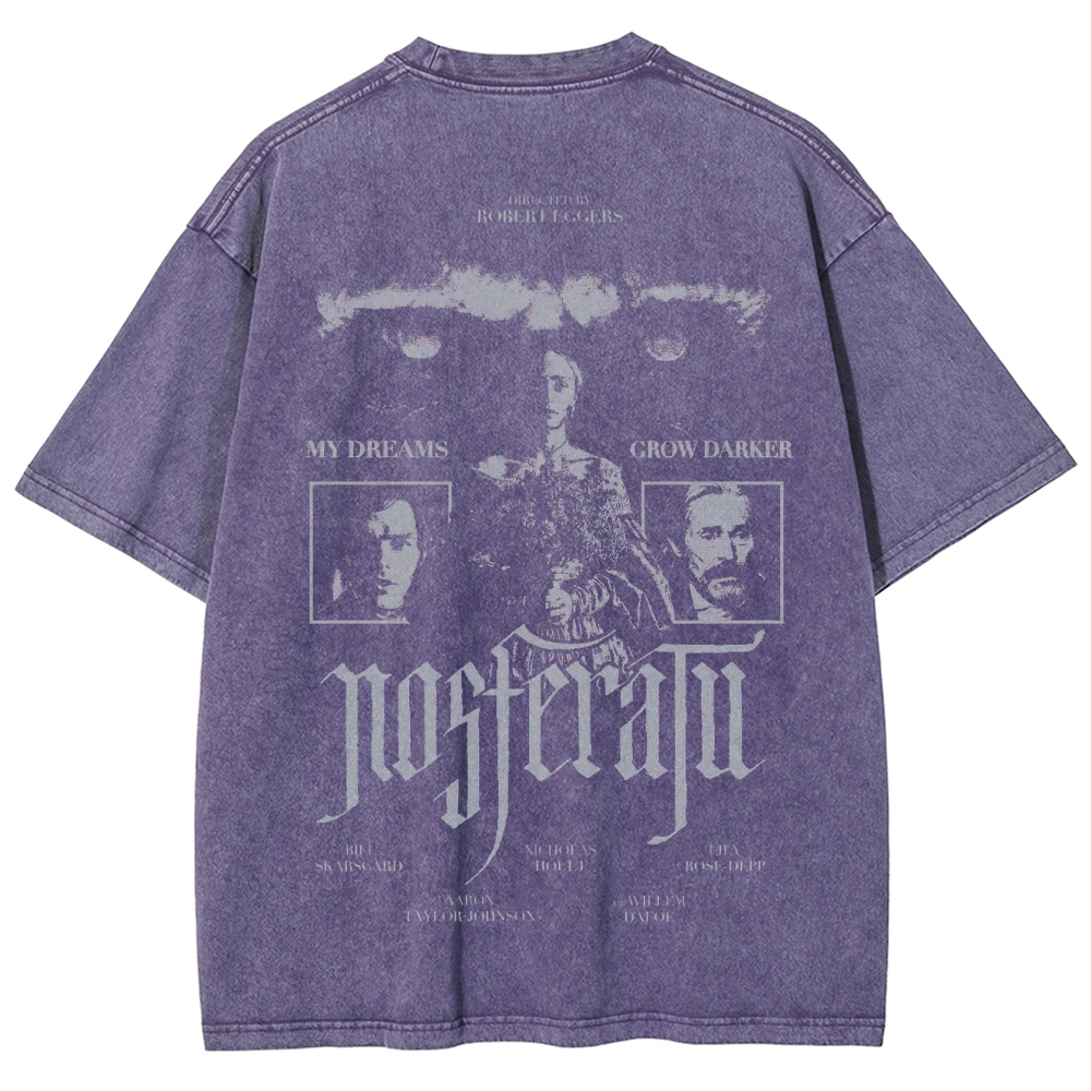 Gothic Vampire Horror Graphic Retro Washed T-Shirt