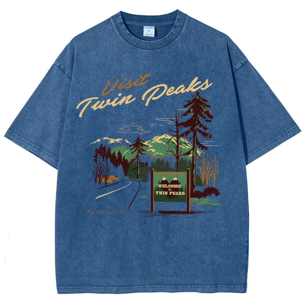 Mystery Small-Town Graphic Retro Washed T-Shirt