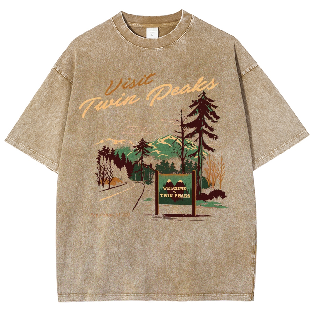 Mystery Small-Town Graphic Retro Washed T-Shirt