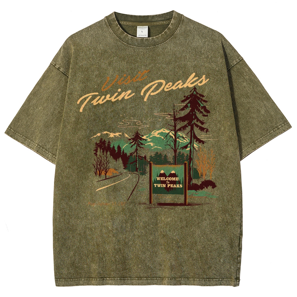 Mystery Small-Town Graphic Retro Washed T-Shirt