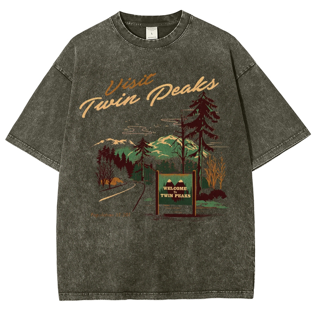 Mystery Small-Town Graphic Retro Washed T-Shirt