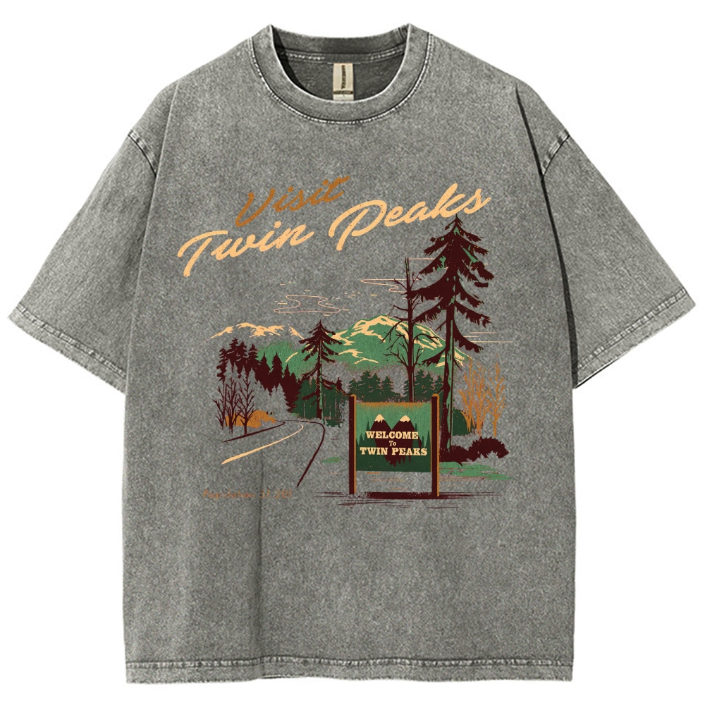Mystery Small-Town Graphic Retro Washed T-Shirt