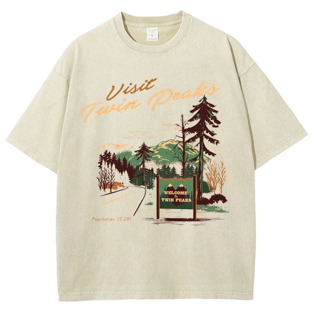 Mystery Small-Town Graphic Retro Washed T-Shirt