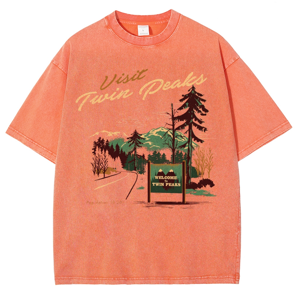Mystery Small-Town Graphic Retro Washed T-Shirt
