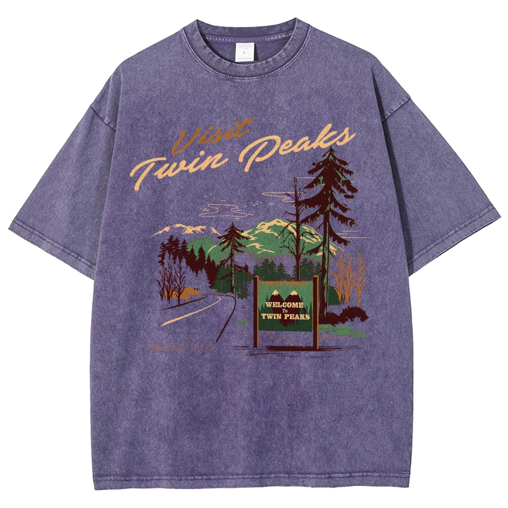 Mystery Small-Town Graphic Retro Washed T-Shirt