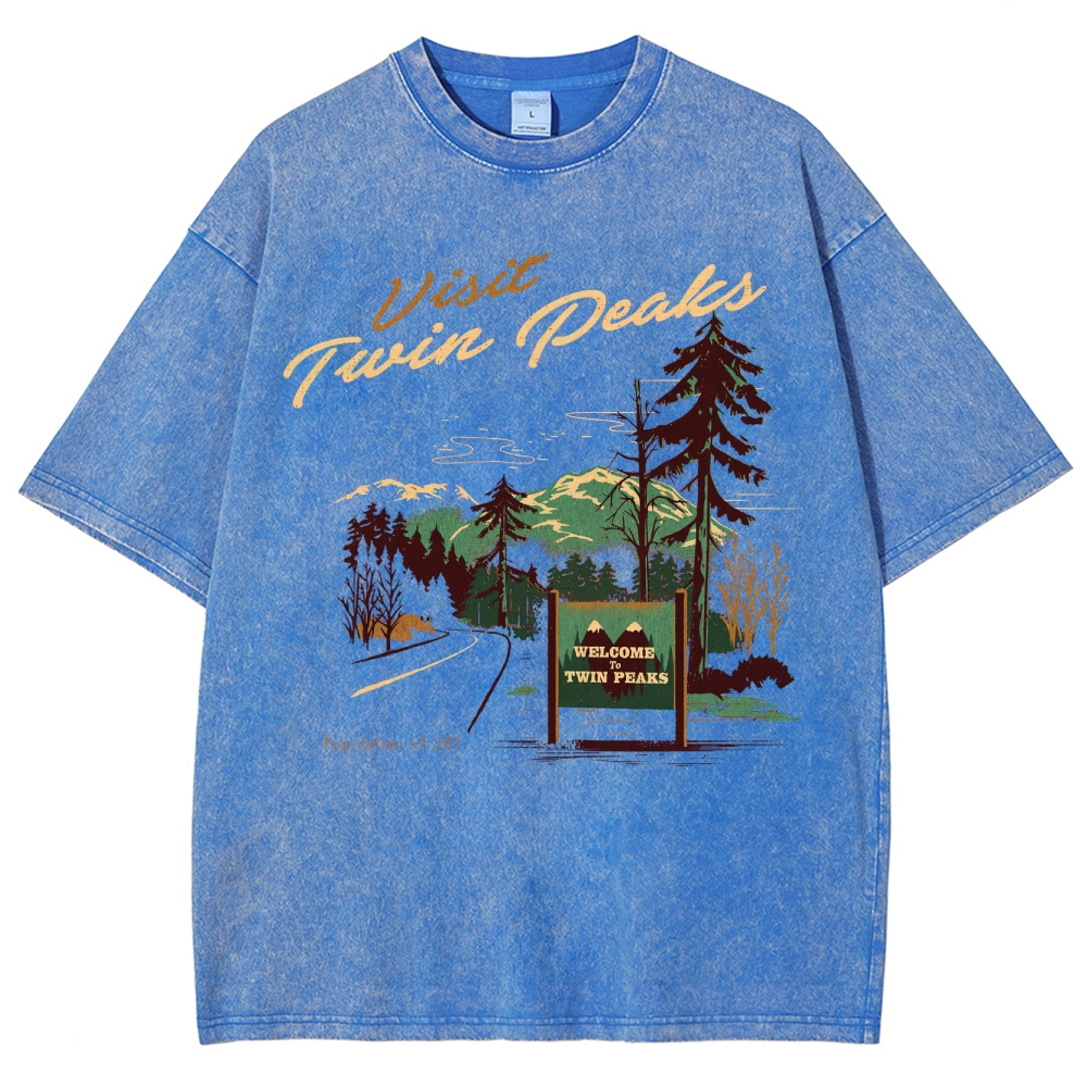 Mystery Small-Town Graphic Retro Washed T-Shirt
