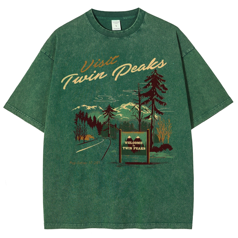 Mystery Small-Town Graphic Retro Washed T-Shirt