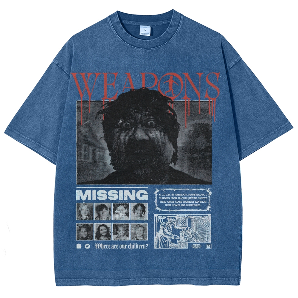 Supernatural Thriller Missing Persons Graphic Retro Washed T-Shirt