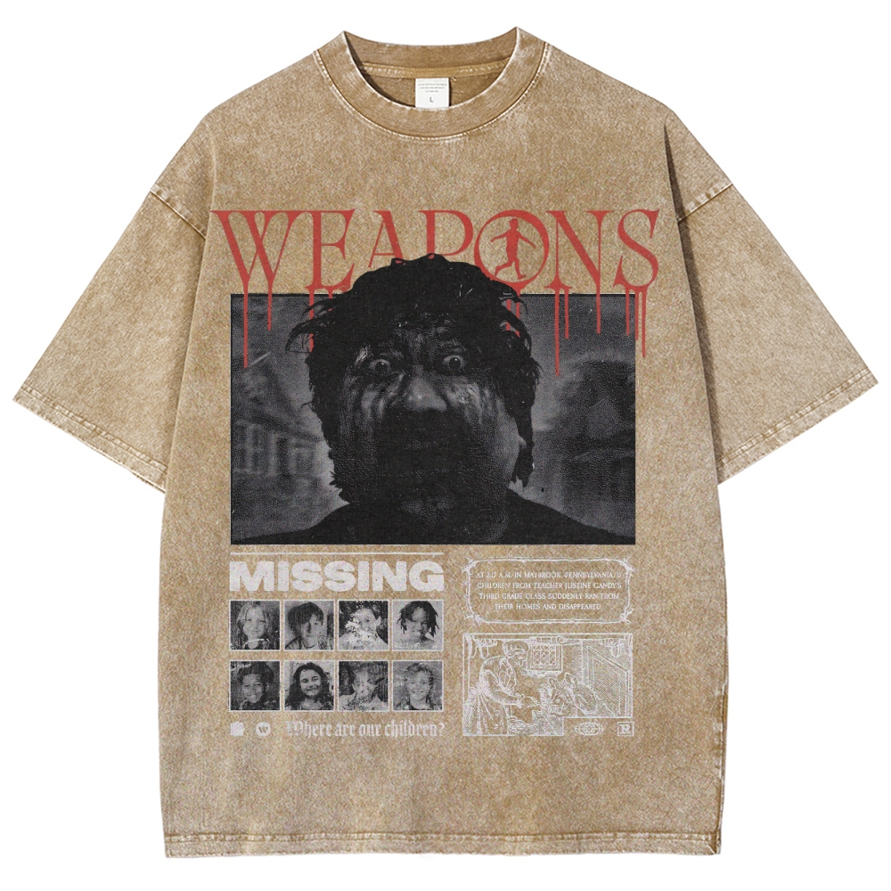 Supernatural Thriller Missing Persons Graphic Retro Washed T-Shirt