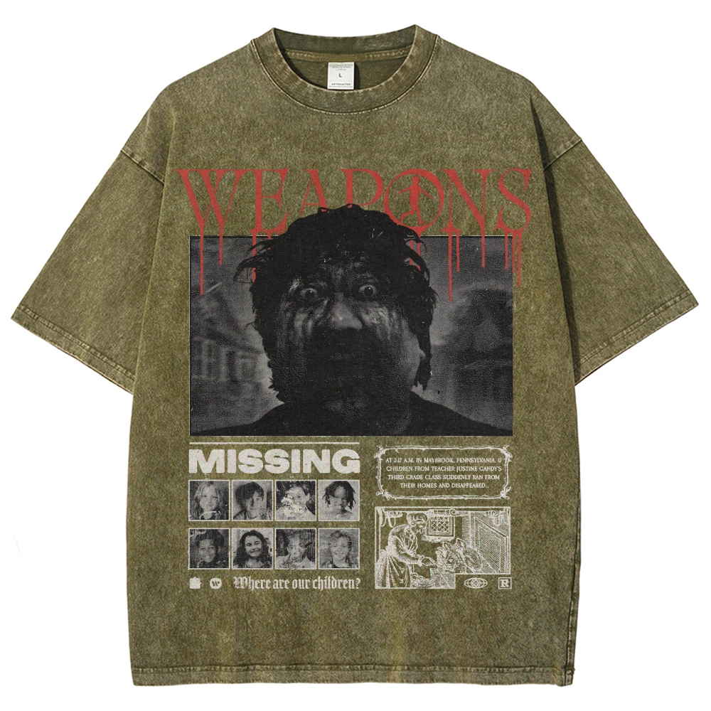 Supernatural Thriller Missing Persons Graphic Retro Washed T-Shirt
