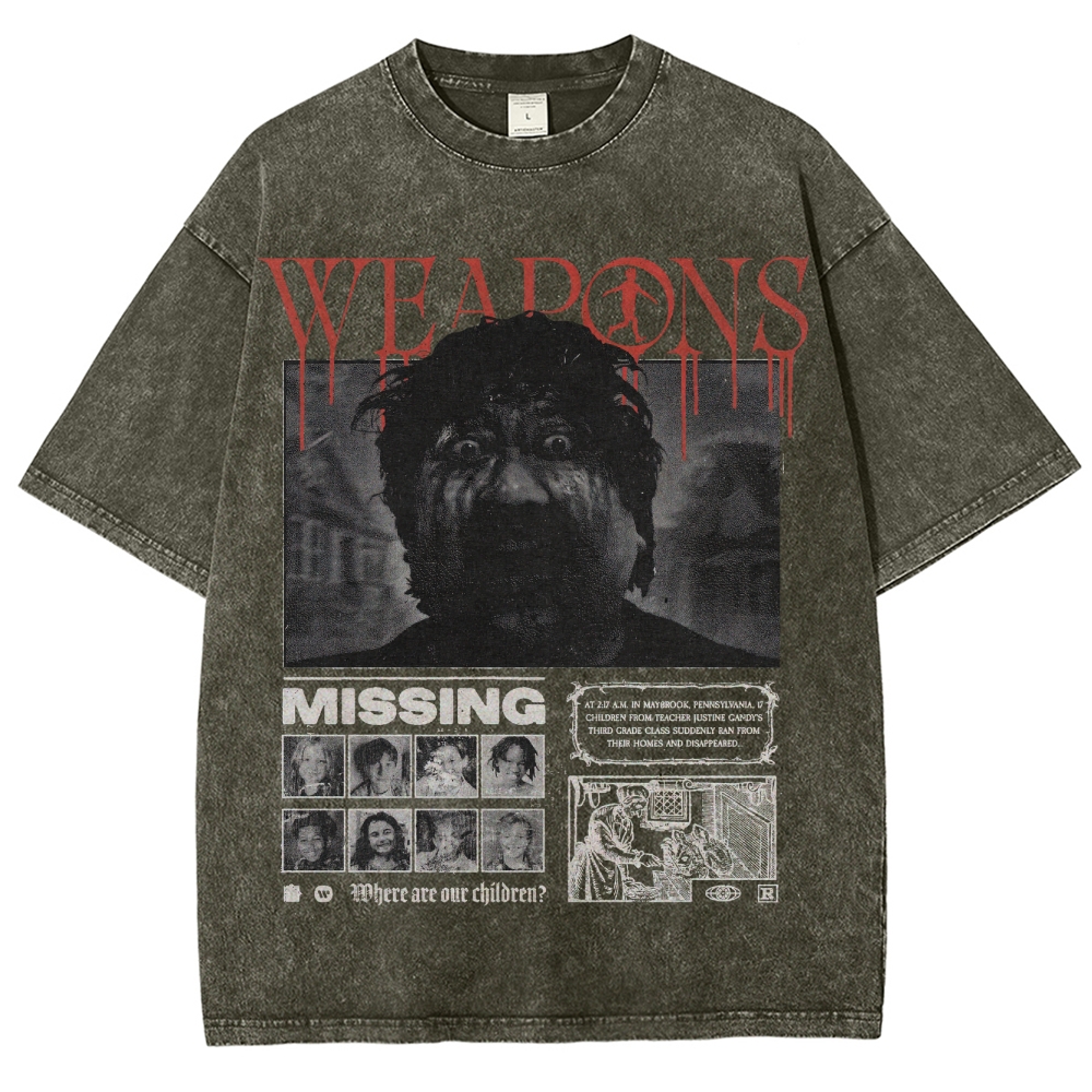 Supernatural Thriller Missing Persons Graphic Retro Washed T-Shirt
